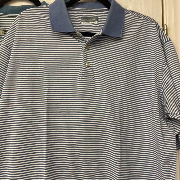 Lot of 2 Allan Flusser Golf Performance Striped Button Polo Shirts. Size L. - Picture 4 of 6